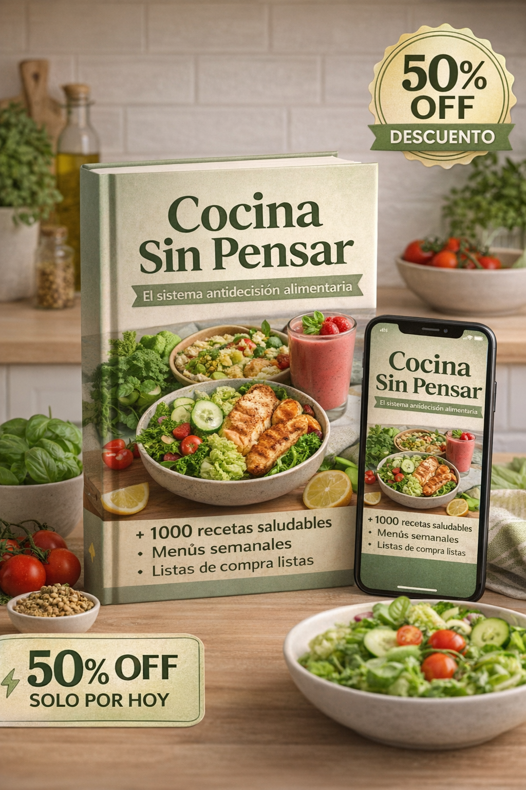 Cocina Sin Pensar | +1000 Recetas Saludables + 20 Regalos Premium 🎁